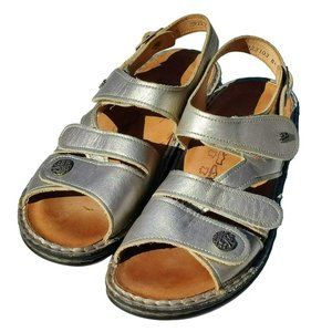 Finn Comfort Silver Strappy Slingback Sandals Made in Germany Size 36